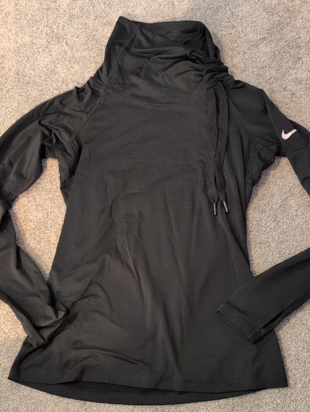 Nike Black Funnel Cinch Neck Long Sleeve Jacket